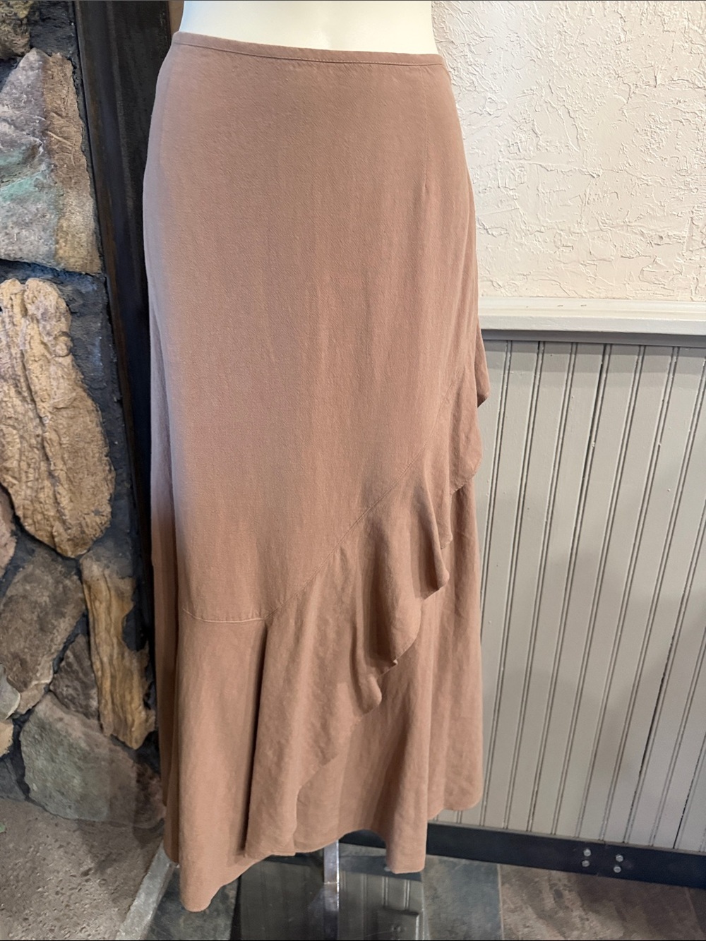 Poetry Mauve-Taupe Ruffled Maxi Skirt